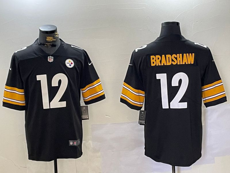 Men Pittsburgh Steelers #12 Bradshaw Black 2024 Nike Limited NFL Jersey style 3->los angeles dodgers->MLB Jersey